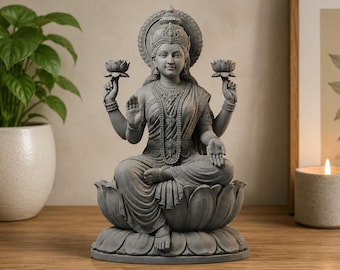 Lakshmi Goddess Statue – Hindu Deity Sculpture | Lotus Spiritual Home Decor