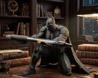 Dark Knight Batman Pen Holder: 3D Printed Vigilante Desk Ornament, Comic Inspired Office Decor