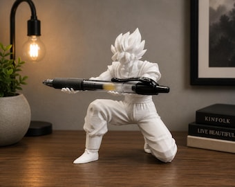 Goku Anime Warrior Pen Holder | 3D Printed Desk Organizer, Manga Inspired Stand