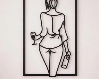 Woman Walking With Wine Wall Art Home Decor