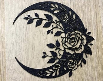Floral crescent moon wall art home decor