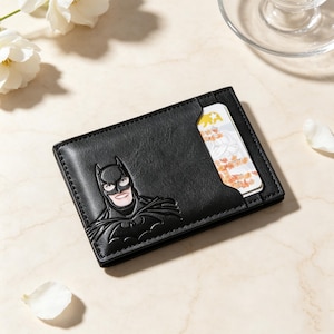 Non-Bulky Spider-Man Cutout Face Eyes Card Wallet, Ultra-Thin Minimal Flat Shape, Easy Pocket Slip-In, Cool Graduation Gift