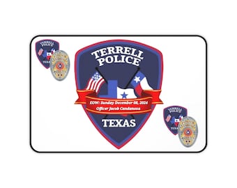 Alfombrilla de escritorio conmemorativa de la policía de Terrell, Texas / Homenaje a un oficial caído en acto de servicio