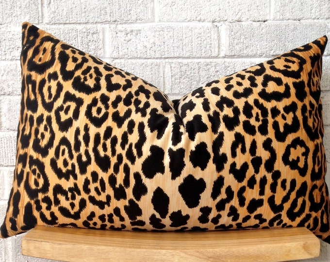 Velvet Cheetah Pillow Cover Rectangular Lumbar Leopard Black Gold