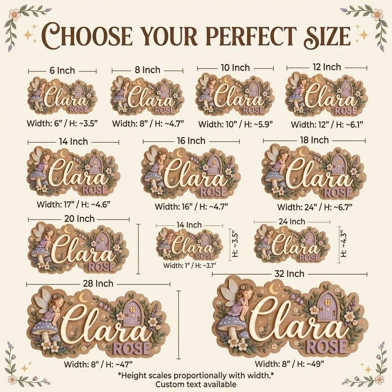 Clara Rose Wooden Name Sign, Personalized Fairy Nursery Decor ...