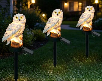 Lampa solarna w kształcie sowy, lampa ogrodowa LED, wodoodporna dekoracja ogrodu, lampka nocna zasilana energią słoneczną, figura ogrodowa, patio, trawnik, oświetlenie krajobrazu