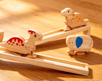 Handgemaakt houten speelgoed voor wandelende dieren, zelfrijdend speelgoed met hellingen, bouwstenen voor afdalingen voor kinderen, decoratieve items voor de kinderkamer