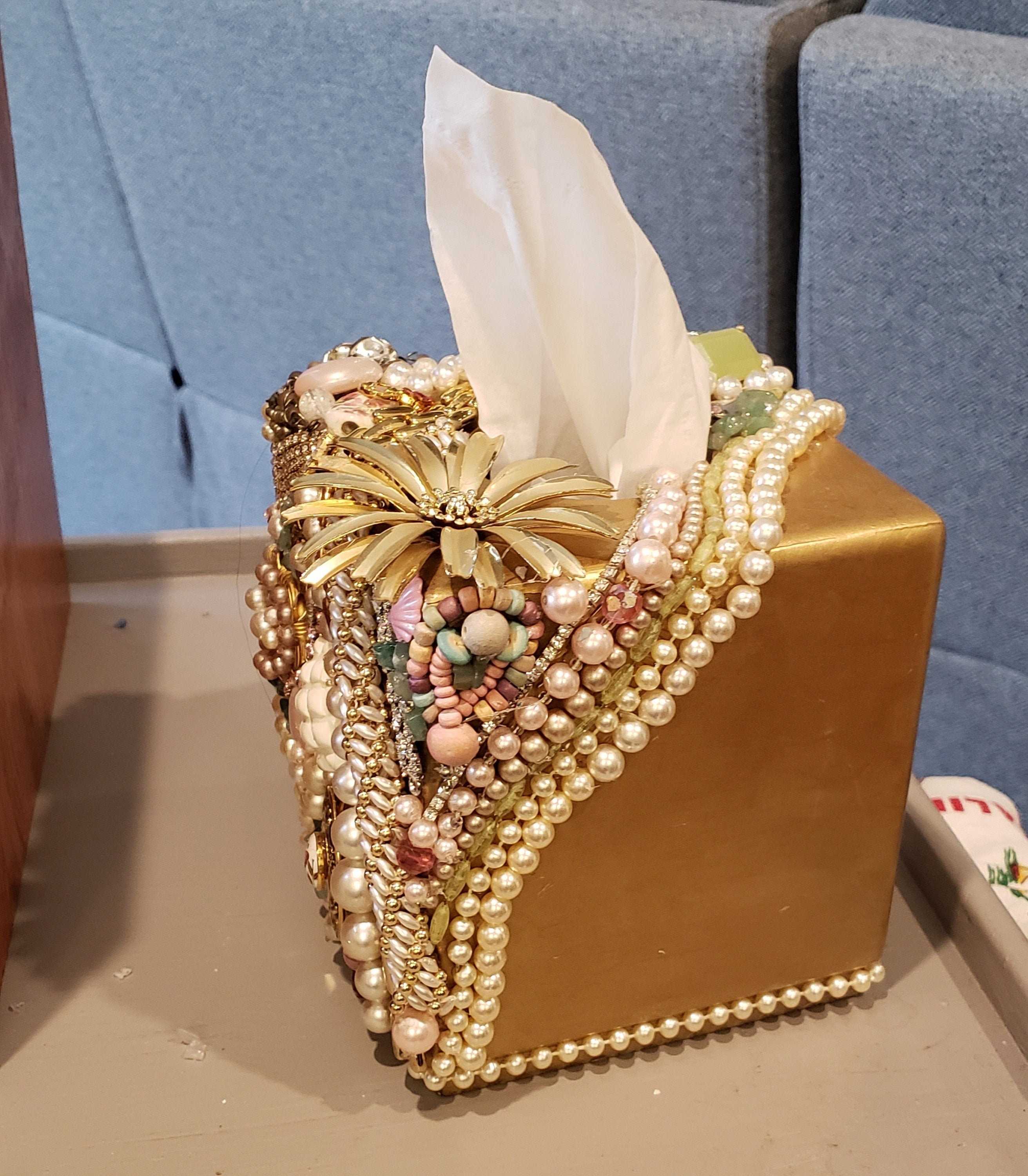 Unique Jewelry Covered Tissue Box Holder Coverkleenex Etsy
