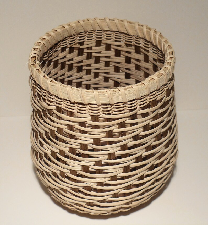 Woven Twill Basket in Brown and Natural Reed Etsy