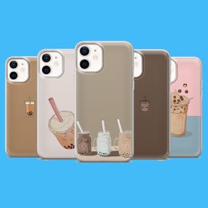 Bubble Tea Phone Case Food & Drink Cover for iPhone 17Pro, 16, 15, 14, 13, 12, Samsung S25, S24, S23Fe, S22, A16, A56, Pixel 10, 9Pro.