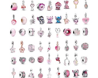 Pink S925 Sterling Silver Charms for Pandora Bracelet,Compatible with Pandora Bracelets,S925 Pendant,Women's Gifts, DIY Bracelet Pendants