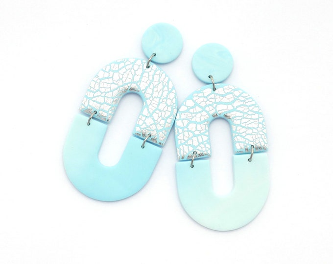 statement earrings Mother/'s Day Gift Polymer clay earrings minimalist clay earrings geometric earrings double arch earrings