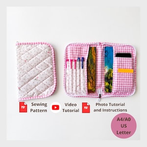 Book Pouch PDF Sewing Pattern, Book Sleeve Pattern, Zipper Book Cover, Book Organizer, Reading Journal Case, Kindle & Planner Pouch, A4 PDF
