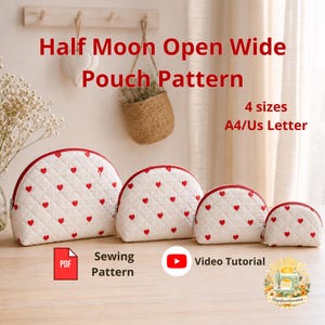 Half Moon Zipper Pouch Sewing Pattern | Easy DIY Makeup Bag