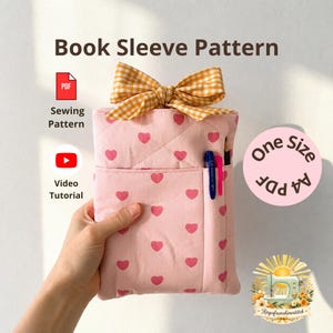 Leuk gewatteerd boekomslagpatroon pdf | Naai-tutorial boekomslag strik(stropdassen) | Gewatteerde boekbeschermer met zak Kindle & journal sleeve DIY