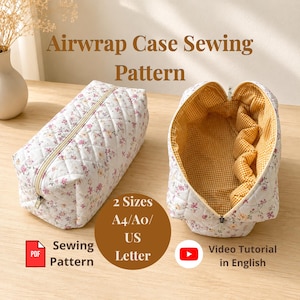 Hair Tool Pouch Sewing Pattern, Airwrap Travel Case Pattern, Zipper Makeup Bag PDF Pattern, 2 Sizes, Video Tutorial Included