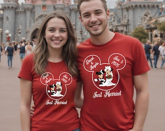 Camiseta personalizada para pareja recién casada de Disney 2026, camisetas para parejas recién casadas, camisetas a juego para parejas, camiseta unisex para adultos para viajes a Disney.