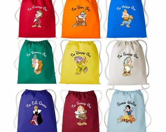 Bolsa infantil con cordón de Los Siete Enanitos, mochila infantil con cordón de Gruñón, Dormilón, Feliz y Tontín, bolsa con cordón para natación, bolsa con cordón para gimnasio