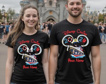 Personalised Disney Cruise 2026 Shirt, Custom Name Disney Cruise Trip Shirts, Mickey Minnie Cruise Unisex Adult Tee Top