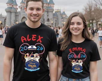 Personalised Disney Cruise 2026 Shirt, Custom Name Disney Cruise Trip Shirts, Mickey Minnie Cruise Unisex Adult Tee Top