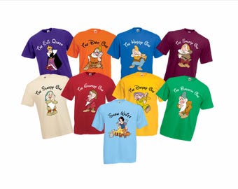 Zeven dwergen T-shirts, 7 dwergen bijpassende shirts, Disney familie T-shirts, Disney reis 2026 kinderen volwassen unisex T-shirts