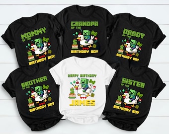 Camiseta personalizada de cumpleaños para niños gamers, camisetas de cumpleaños para niños gamers con nombre personalizado, camiseta de cumpleaños con el personaje favorito de los niños