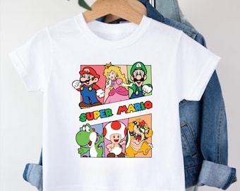 Camiseta de Super Mario, Camisetas de cumpleaños con el personaje de Super Mario, Camiseta de cumpleaños con el personaje favorito de los niños