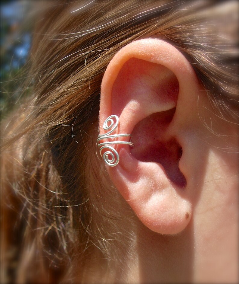 EAR CUFF Solid Sterling Silver Ear Cuffs With Double Swirls Etsy