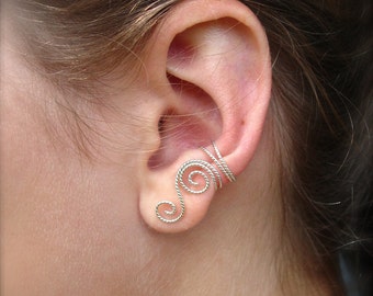 Sterling Silver Twisted Wire Ear Cuff, Left or Right Ear