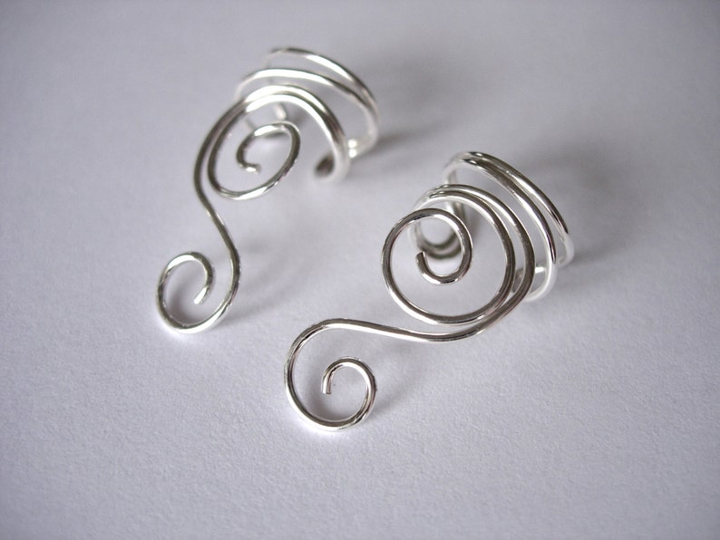 Ear Cuffs Set of Two A Pair of Sterling Silver, 14K gold filled, Rose Gold Filled, gold tone or Silver Plated Ear Cuffs with Swirls image 2