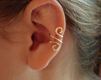 14K Gold Ohr cuff Single, Roségold filled Ohr cuff oder Sterling Silber Ohr cuff, Deiner Wahl handgehämmert Einzelstück