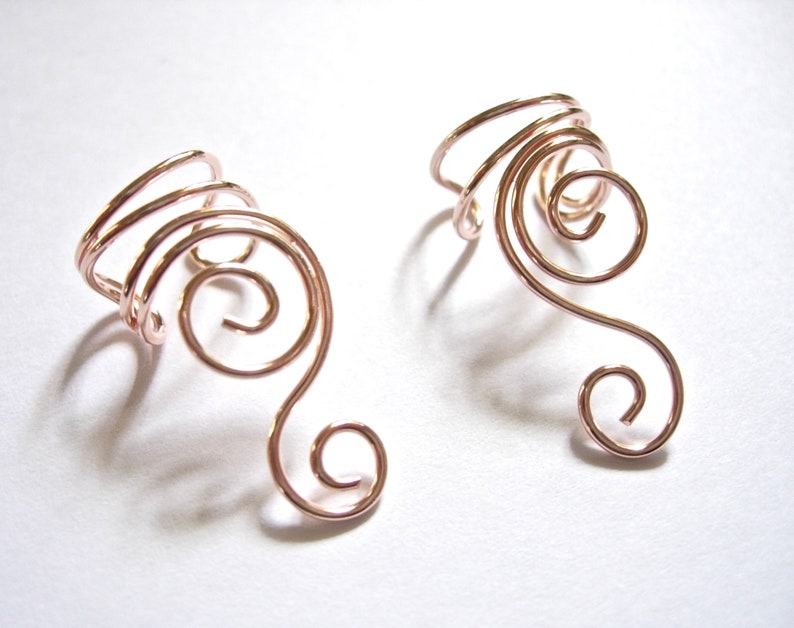 Ear Cuffs Set of Two A Pair of Sterling Silver, 14K gold filled, Rose Gold Filled, gold tone or Silver Plated Ear Cuffs with Swirls image 4