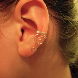 Ear Cuff, Single Sterling Silver OR Silver Plated Ear Cuff with swirls, Choose Left or Right