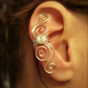 Silver Ear cuff, Gold Ear Cuff, Ear Wrap, Large SINGLE Ear Cuff in Sterling Silver, 14K gold Filled or Silver Filled No Piercing Needed