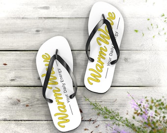 Warme Flip-Flops mit Wellenschrift | Benutzerdefinierte Strand Sandalen