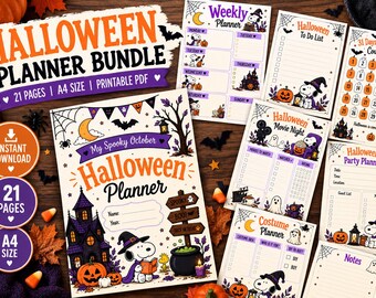 Halloween Planner Bundle Printable PDF, 21 Page Halloween Planner, Spooky October Planner, A4 Instant Download, Halloween Party Planner