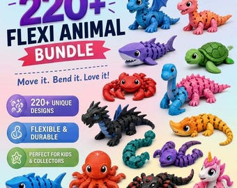220+ Flexi Animal STL Bundle | Articulated Creature Collection | Flexi Fish, Shark, Articulated Octopus | 3D Printed File | Instant Download