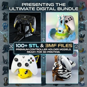 120+ Gaming Controller Holder Bundle - STL & 3MF 3D Print Files | Monster Anime, Racing and Fantasy Game Stands Desk Mounts Digital Download