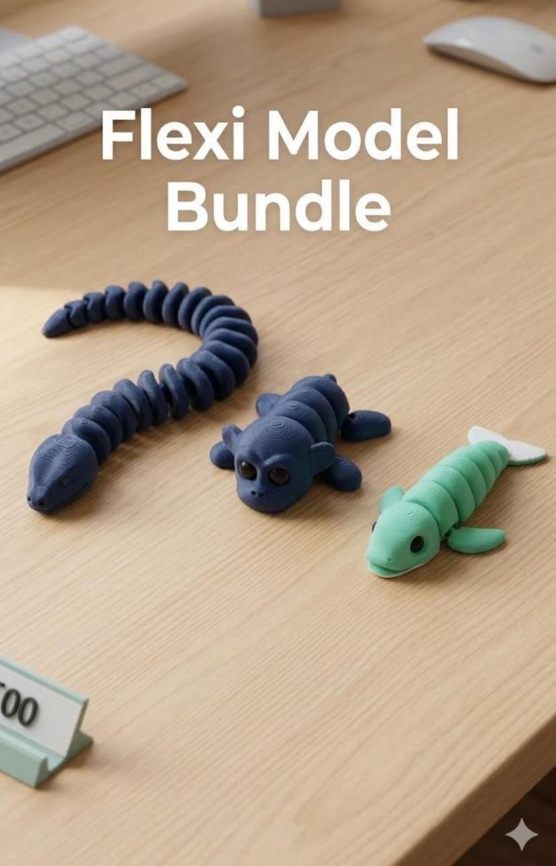 100+ Flexi Animal STL Bundle | Articulated Creature Collection | Flexi Fish, Shark, Articulated Octopus | 3D Printed File | Instant Download image 7