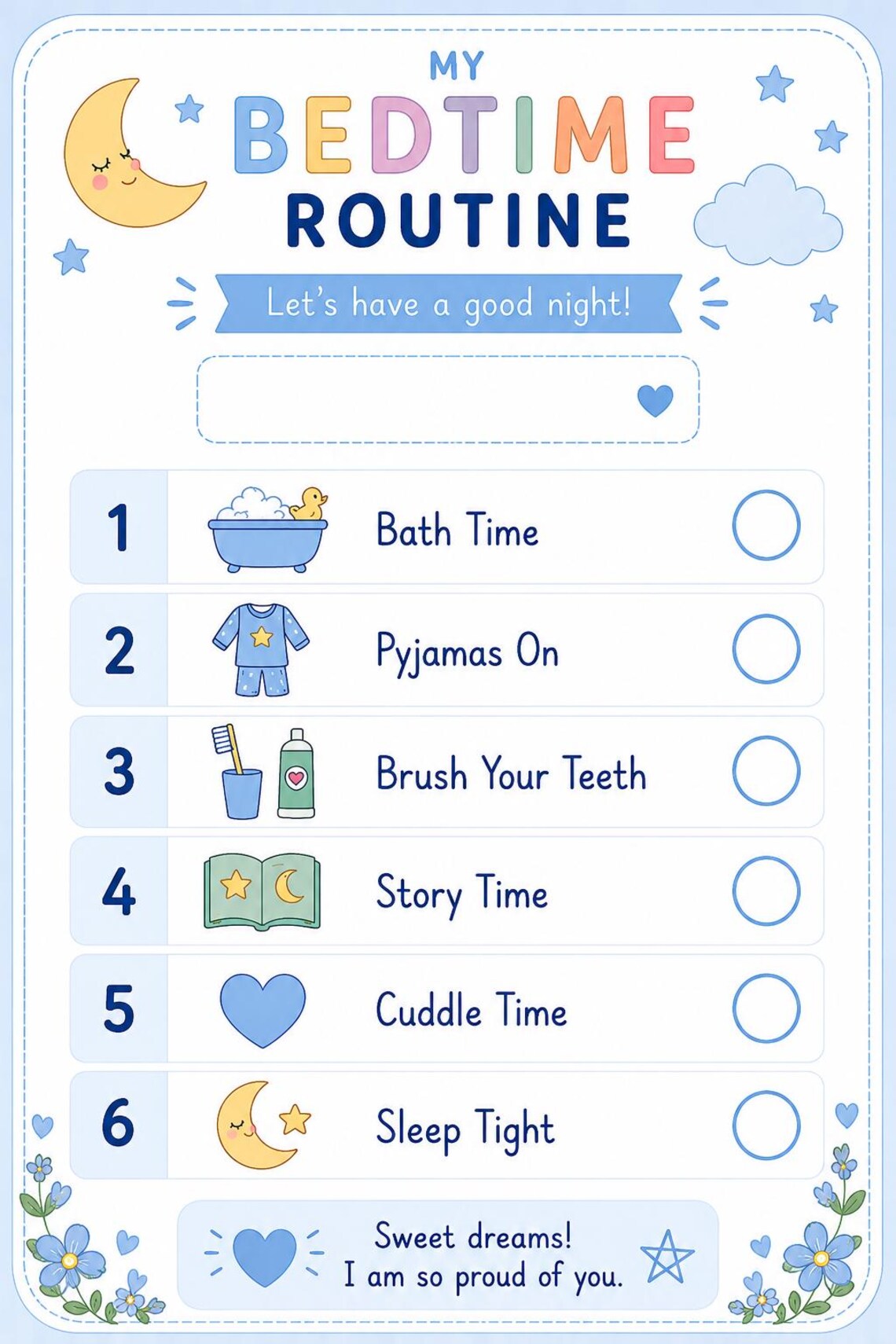 Autism Bedtime Routine Chart | Visual Schedule for Kids, ADHD (instant ...