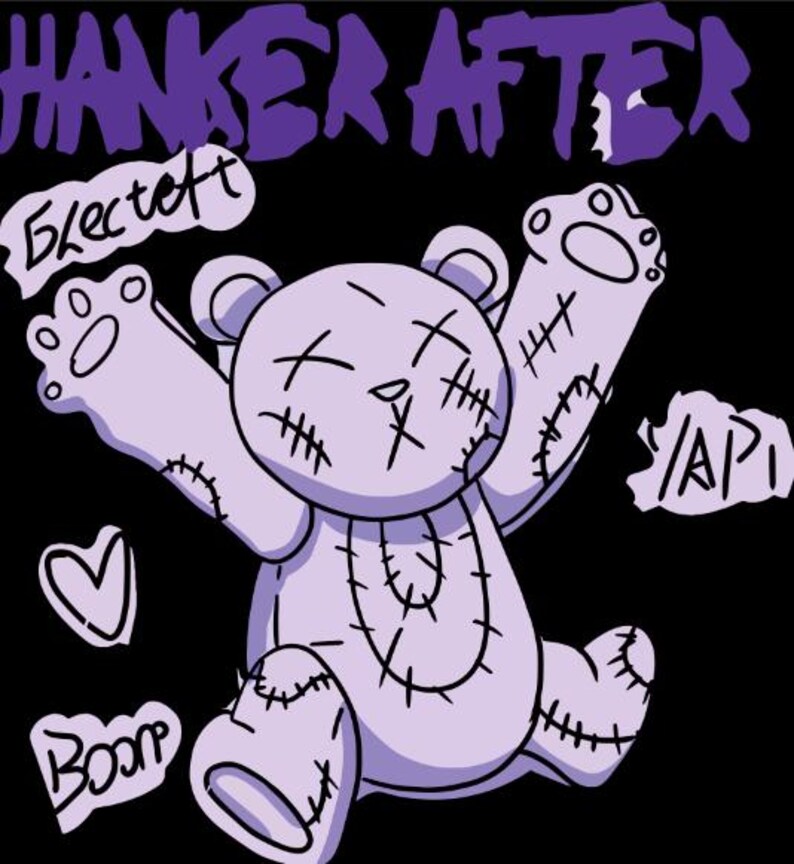 Grunge Teddy Bear PNG Clipart, Y2K Emo Dark Cartoon Bear (digital ...