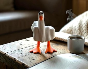 Duck You Funny Goose Beeldje Middelvinger Eend Standbeeld Meme Bureau Decor Tuincadeau