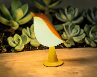 Vogel Nachtlampje Touch Kinderkamer Lamp Draadloos bedlampje met 3 kleurmodi Schattig bureaudecorcadeau