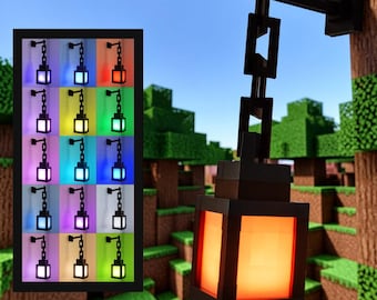Minecraft-stijl Kids Gamer Lantaarn Nachtlampje Pixel LED-lamp 16 kleuren Draagbare tafeldecoratie Gaming Room Cadeau Perfect voor kinderkamer