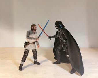 Obi Wan/Darth Vader Jedi Action Figure Collectible Star Wars-speelgoed voor sciencefictionfans, displaybeeldje cadeau voor filmverzamelaars