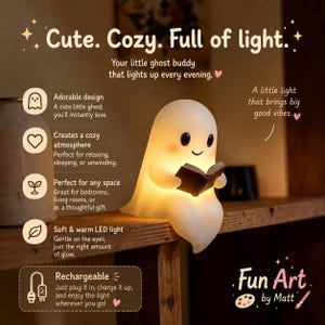 Niedlicher Geist Leselampe LED Nachtlicht Weihnachten / Halloween Schreibtisch Dekor Kawaii Nachttischlampe Weihnachtsgeschenk