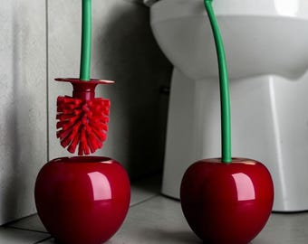 Kersen toiletborstel en houderset Leuk badkameraccessoire Creatief rood toiletreinigerdecor