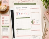 Social Media Planner Printable, Content Calendar for Instagram, TikTok Facebook & YouTube, Digital Marketing Organizer Content Strategy Tool