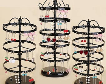 1 pc présentoir à bijoux en métal rotatif support de boucle d'oreille organisateur de clous d'oreille support de rangement de bureau