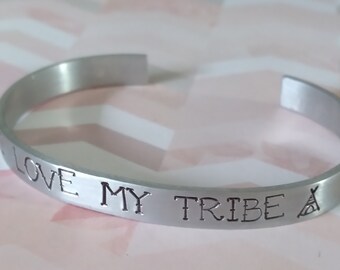 I Love My Tribe Hand Stamped Aluminum Cuff Bracelet, tribe, women, strong, love, best friends, mom group